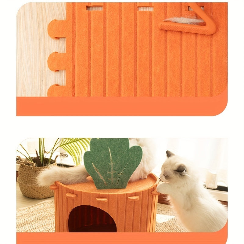 Buy Center Top Rated-Carrot Cat Nest Cat Tunnel Felt Cat Nest Drilled Semi Enclosed Cattery