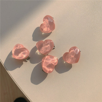 Buy Center Hot Pick-Soft Girl Cute Series Peach Hair Clip Hairpin 3106 Water Ripple Love Plastic