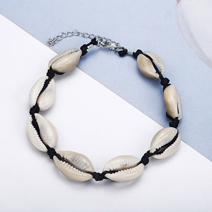 Just Arrived at Buy Center: Seaside Charm Beach Shell Bracelet Ocean Shell Weaving Adjustable Bracelet Tourist Resort Bracelet White