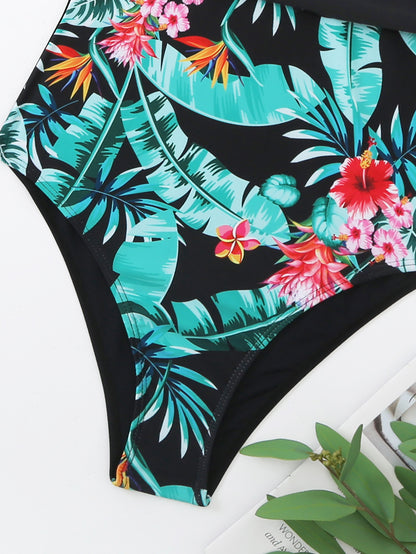 Fresh Arrivals at Buy Center: Multicolor Printing Deep V Big Chest Halter Backless One Piece Swimsuit