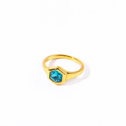 Anillo de esmeralda con forma de panal y circonita de seis lados que conserva el color