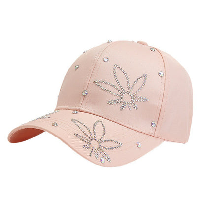 Gorra de béisbol con diamantes de imitación para mujer que combina con todo y hace que tu rostro parezca más pequeño