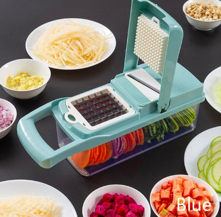 Multifunctional Vegetable Cutter Home Kitchen Slicing And Dicing Fruit Artifact Blue