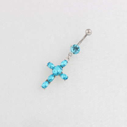 Newly Arrived at Buy Center: Women's Zircon Cross Puncture Navel Stud