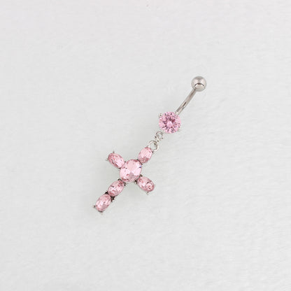 Newly Arrived at Buy Center: Women's Zircon Cross Puncture Navel Stud