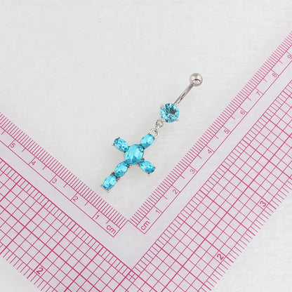 Newly Arrived at Buy Center: Women's Zircon Cross Puncture Navel Stud