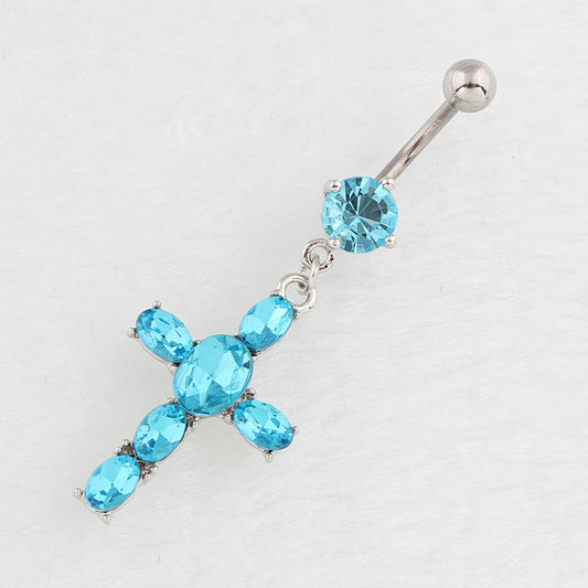 Newly Arrived at Buy Center: Women's Zircon Cross Puncture Navel Stud