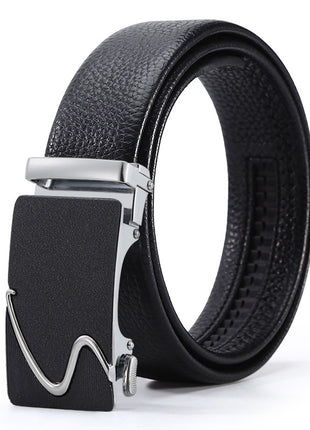 Ceinture d'affaires à boucle automatique en cuir pour homme