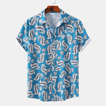 Newly Arrived at Buy Center: Cross-border Wind Beach Digital Printing Men's Short Sleeve Shirt C319