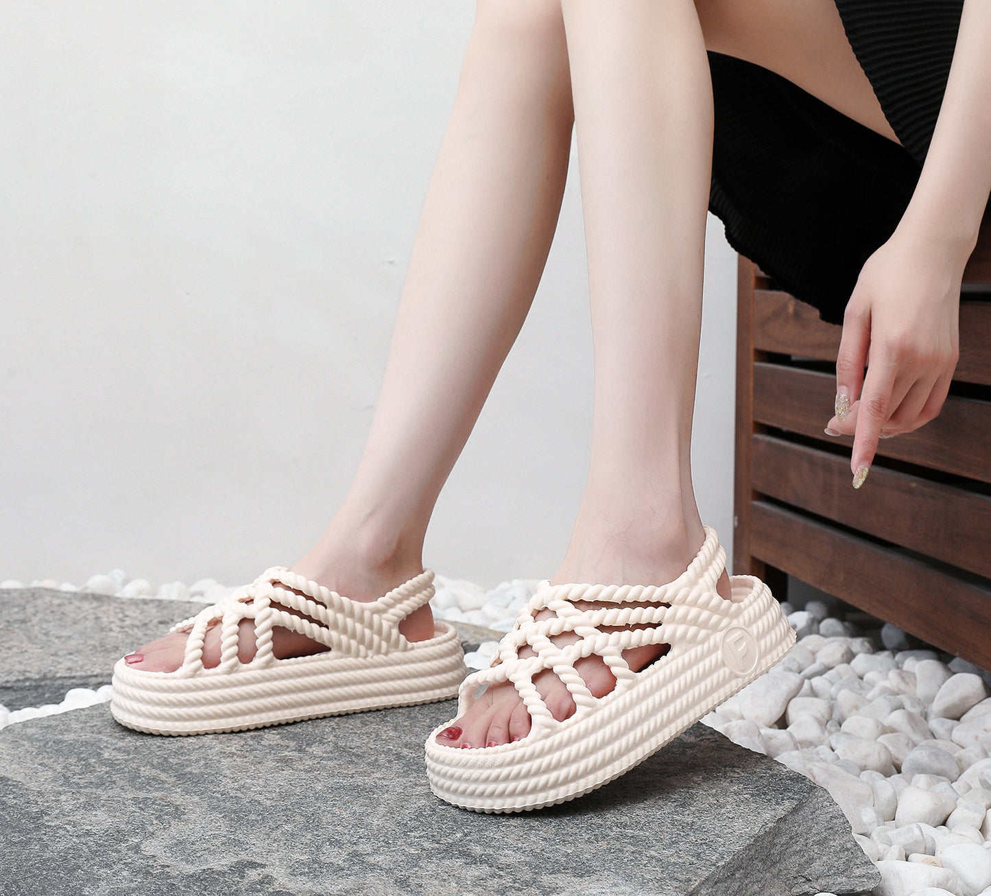 Fresh on the Scene at Buy Center: Women's Summer Platform Casual Roman Sandals Beige