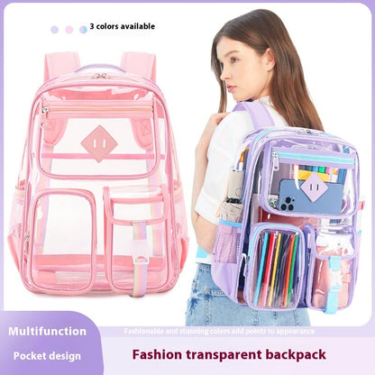 Transparent Bag Waterproof Primary School Student Schoolbag For Junior High School Grade