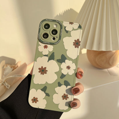 Fresh on the Scene at Buy Center: Back Cover Flower Art Applicable Phone Case Rock Green White Rose