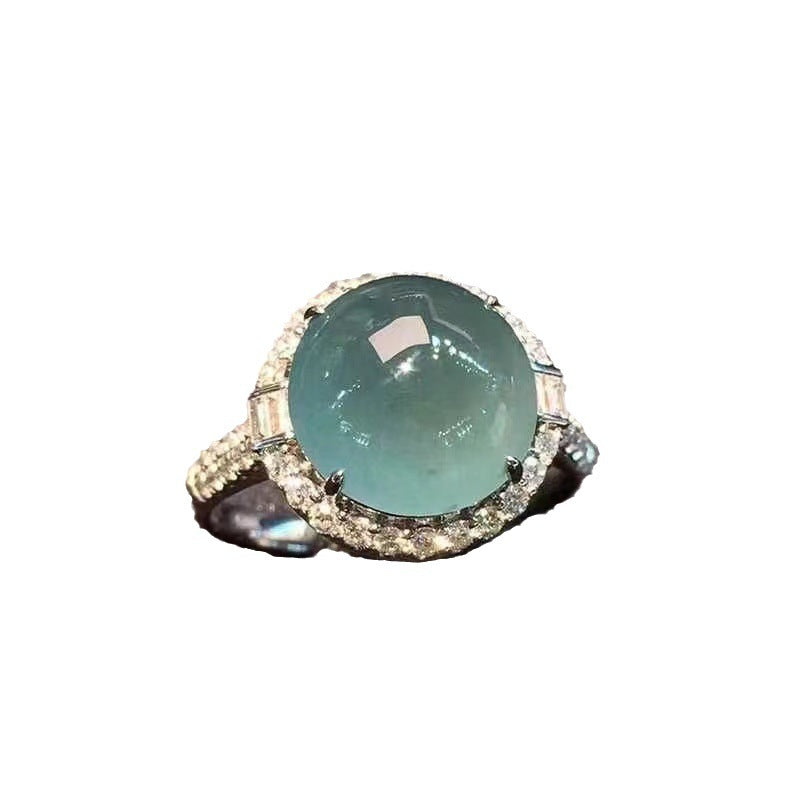 Lake Blue Chalcedony Ring Female Full Diamond Buy Center