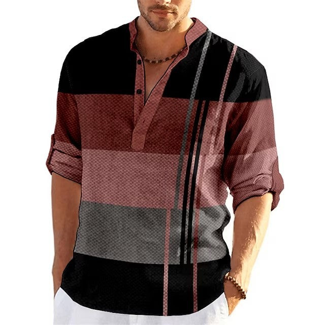 Buy Center Handpicked- Simple Printed Stand Collar Men's Casual Shirt CT13GG27