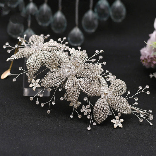 Accessoires pour cheveux en strass avec fleurs pour mariage