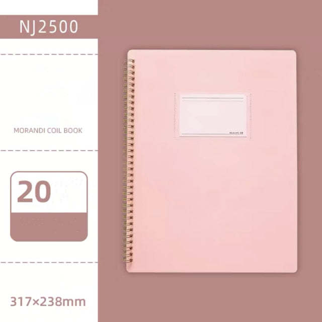 Now Available at Buy Center: Morandi Color A4 File Book Coil Interstitial Information Folder Bag Pink 20pages