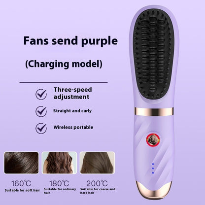 Trending Now at Buy Center: Mini Charging Straight Comb Negative Ion Hair Care Soft Massage Comb M02 Rechargeable Purple English Version