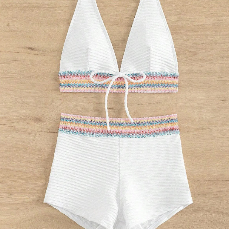 Just Arrived at Buy Center: Women's Split High Waist Bikini Suit White