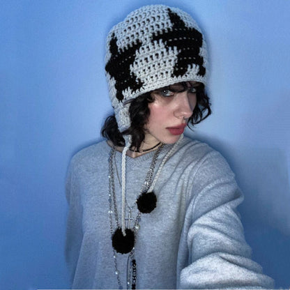 Star Hat Hand-woven Earmuffs Hat Fur Ball Pendant Buy Center