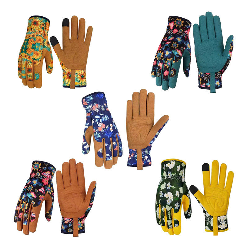 Microfiber Printing Gloves Flower Garden Planting Plucking Buy Center