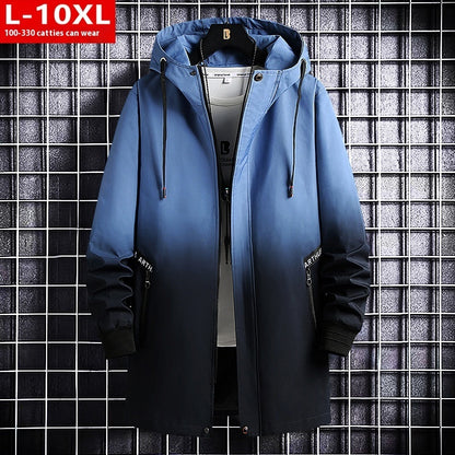 Spring And Autumn Trendy Men's Clothing All-matching Hooded Trench Coat