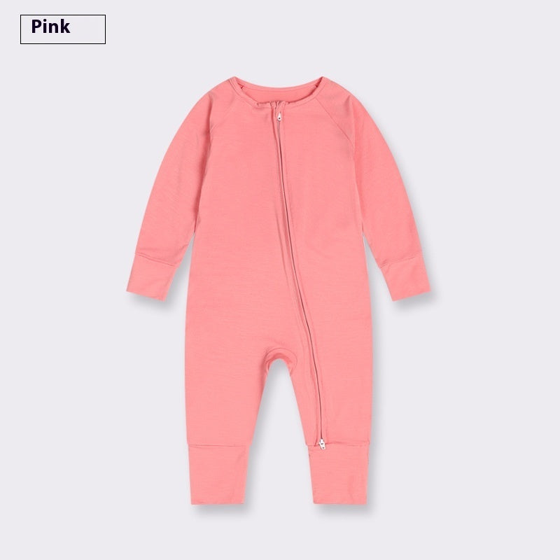 Hot New Items at Buy Center: Bamboo Fiber Baby Jumpsuit Baby Zipper Pajamas Pink