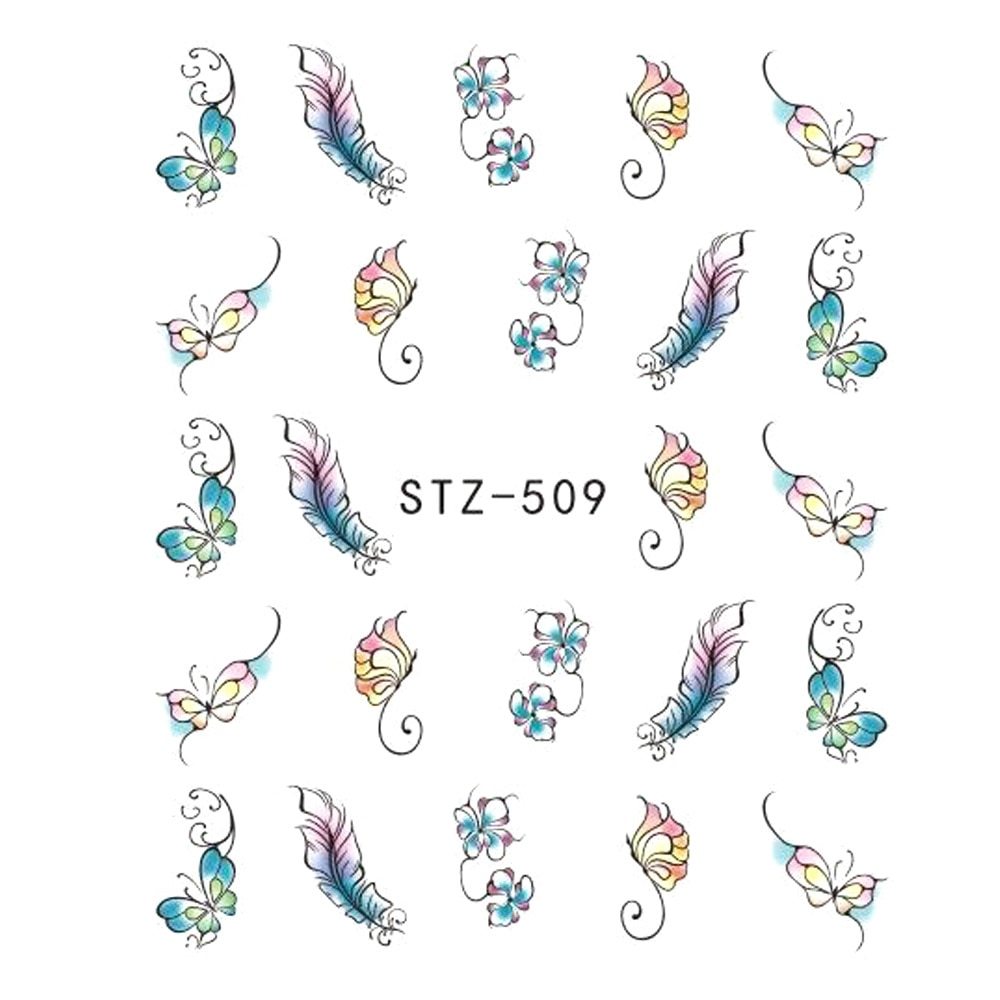 Trending Now at Buy Center: 1pcs Nail Sticker Butterfly Flower Water Transfer Decal Sliders for Nail Art Decoration Tattoo Manicure Wraps Tools Tip JISTZ508 STZ 509