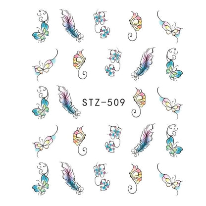 Trending Now at Buy Center: 1pcs Nail Sticker Butterfly Flower Water Transfer Decal Sliders for Nail Art Decoration Tattoo Manicure Wraps Tools Tip JISTZ508 STZ 509