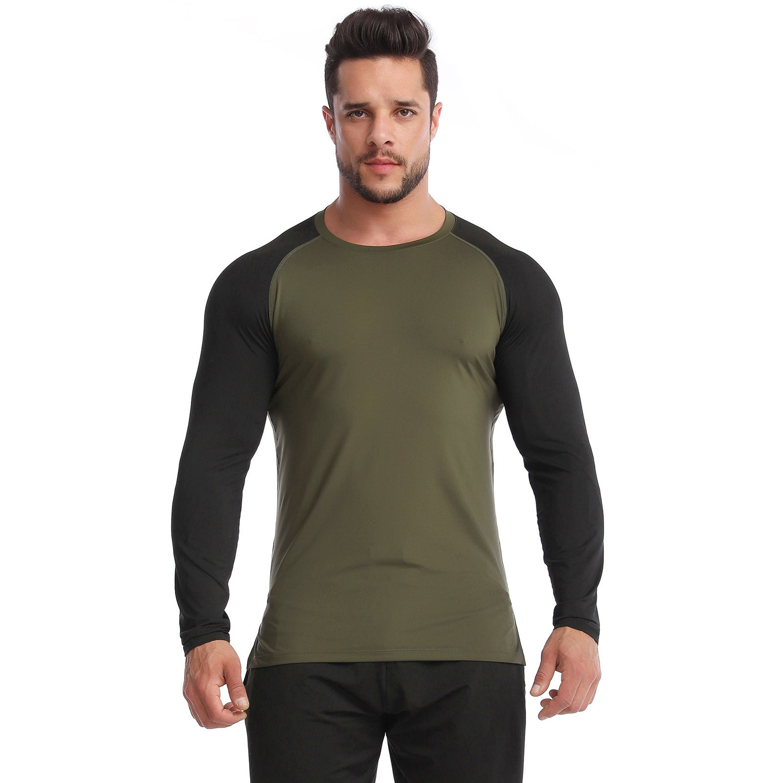 Just Arrived at Buy Center: Fitness Clothes Men's High Elastic Breathability PRO Quick-drying Army Green Black 1pcs