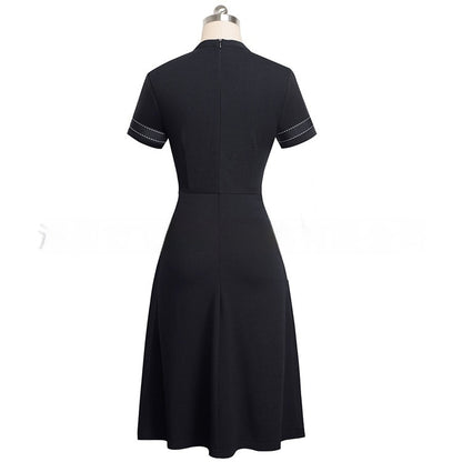 Fresh on the Scene at Buy Center: Round Neck Short Sleeve Slim Fit Slimming Elegant Graceful Business Dress