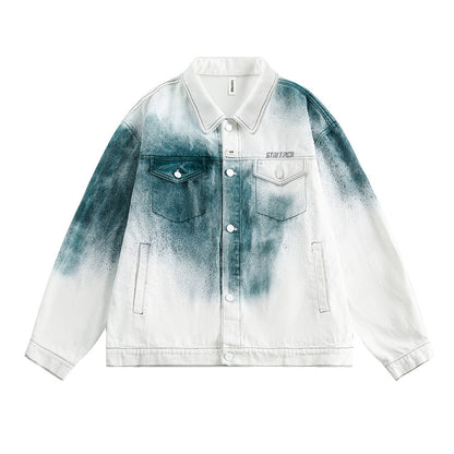 Buy Center Trend-Fashionable Splash-ink Gradient Denim Coat