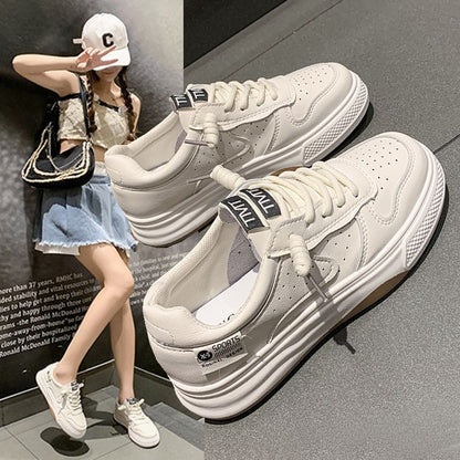 Hot New Items at Buy Center: Spring And Autumn Flat Platform White All-matching Casual Sports White Shoes Board Shoes