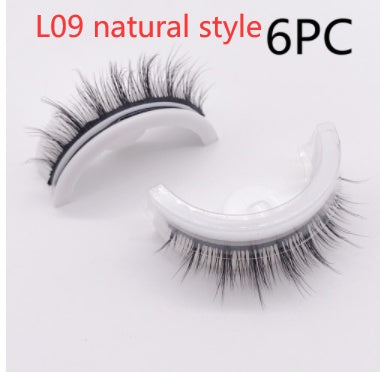 Buy Center Premium-Reusable 3D Mink Lashes Natural False Eyelashes Self Adhesive Fake Glue Free Makeup Eyelash Extension Silk L09 natural style PVC round box 6PCS