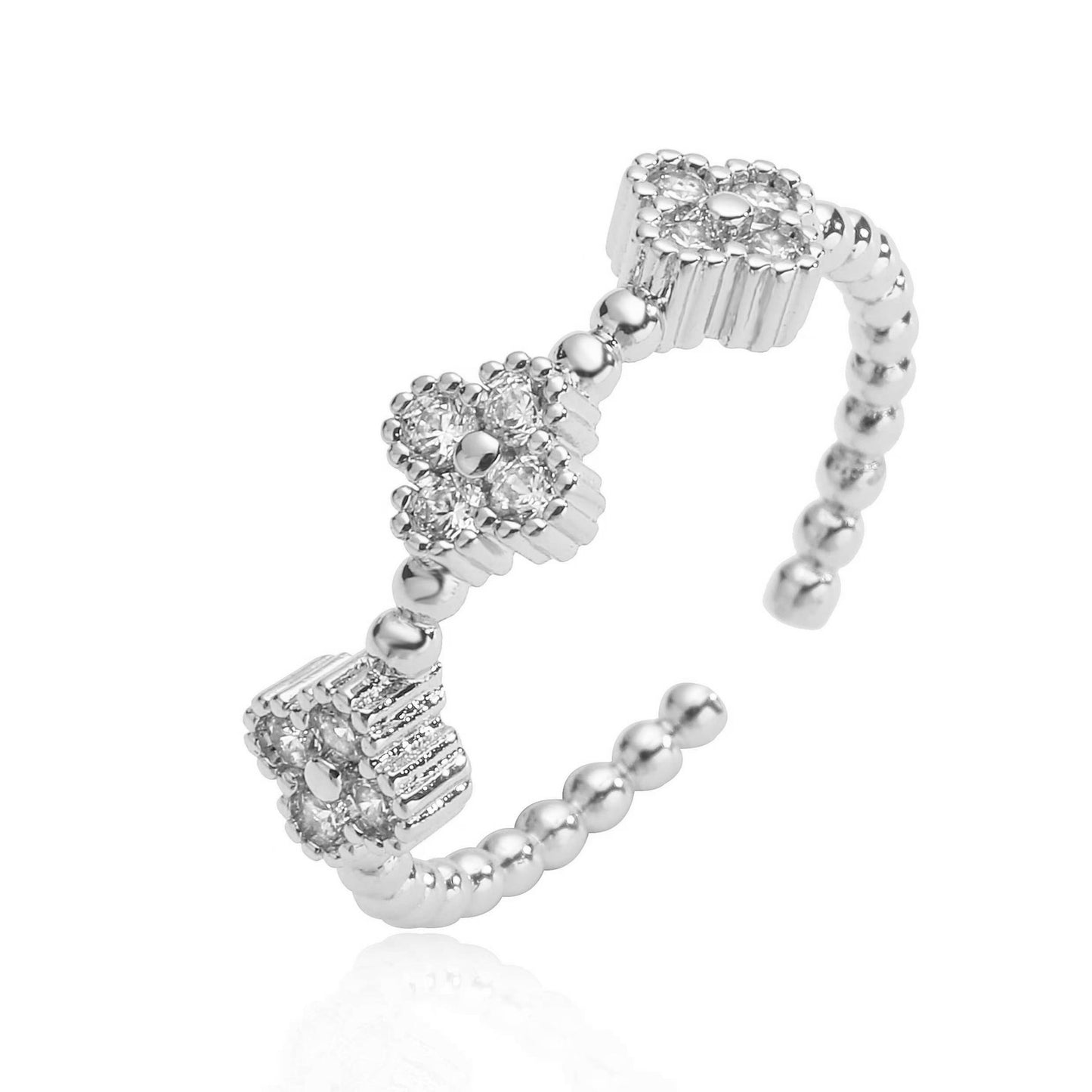 Trending Now at Buy Center: Petal Sweet Four-leaf Clover Ring White Gold Color White Diamond