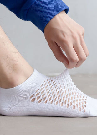 Chaussettes basses en coton absorbant la transpiration en maille de couleur unie pour hommes