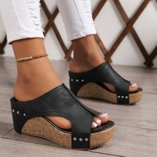 Fresh on the Scene at Buy Center: Plus Size Women's Wedge Peep Toe Platform Sandals Black