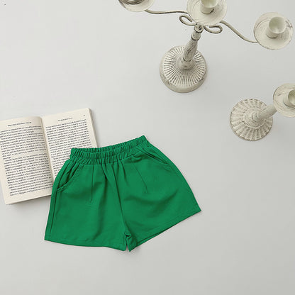 Hot New Items at Buy Center: Elastic Capri Pants Girls' Korean Style Emerald Green