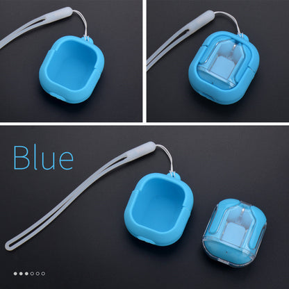 New Mini Transparent Wireless Bluetooth Headset Digital Display ENC Noise Reduction True Wireless Sports Music Blue headphone case