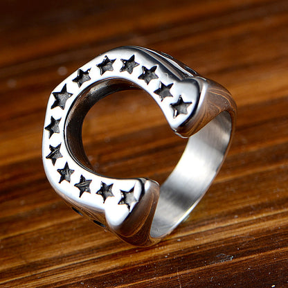 Buy Center Deal-European And American Stainless Steel Six-pointed Star Ring