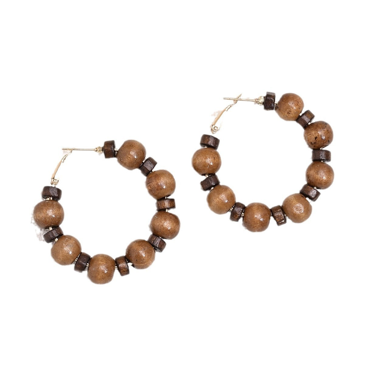 Buy Center Prestige-Korean Style Retro Graceful Personality High-grade Round Wooden Wooden Bead Beaded Ear Ring