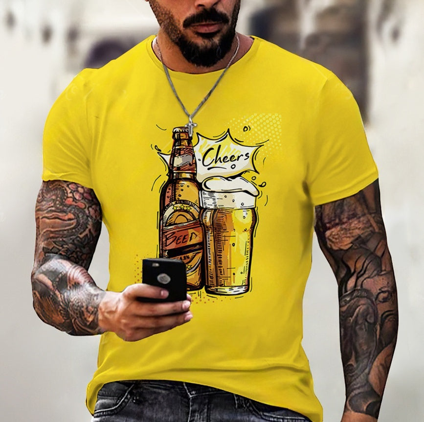 Just Arrived at Buy Center: Beer Printing Vintage T-shirt 3d Digital Printing ZM4855style