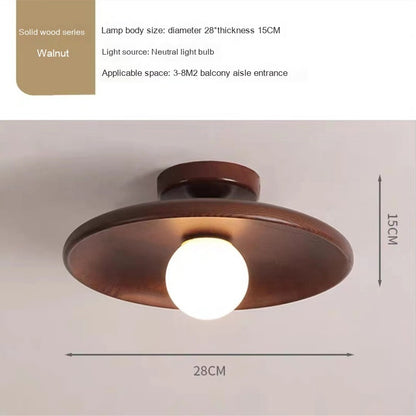 Newly Released at Buy Center: Japanese-style Solid Wood Aisle Light Ceiling Lamp Modern Minimalist Walnut Color 28cm