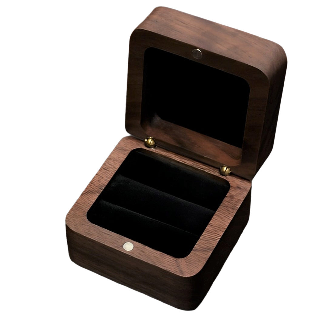 Newly Released at Buy Center: Simple And Creative Walnut Ring Box Black Lining