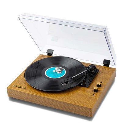 Fresh Arrivals at Buy Center: Vinyl Record Player Retro Bluetooth Audio Integrated Old-fashioned Phonograph Disc Piezoelectric Pickup Yellow Wood Color