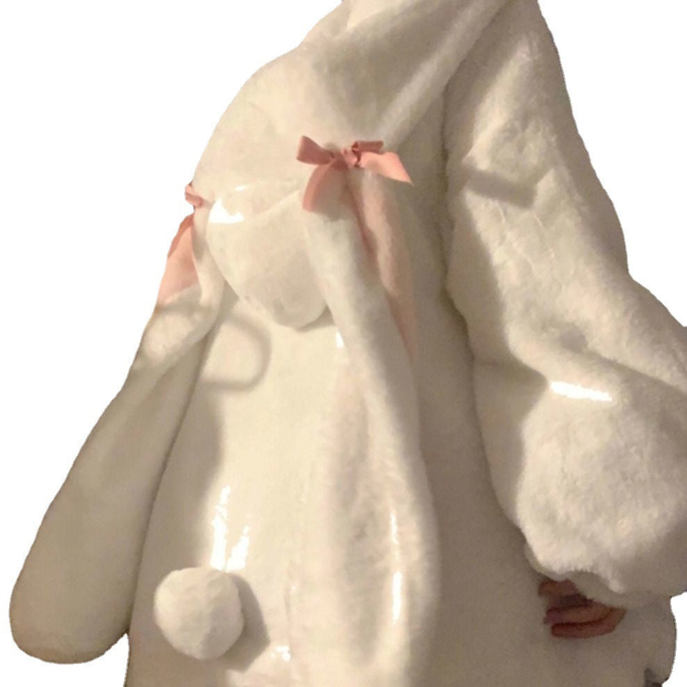 Milk Cute Rabbit Ears Cashmere Hoodie Coat Buy Center