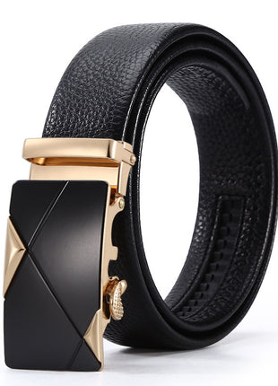 Ceinture d'affaires à boucle automatique en cuir pour homme