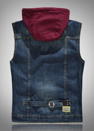 Gilet en jean avec capuchon amovible pour locomotive