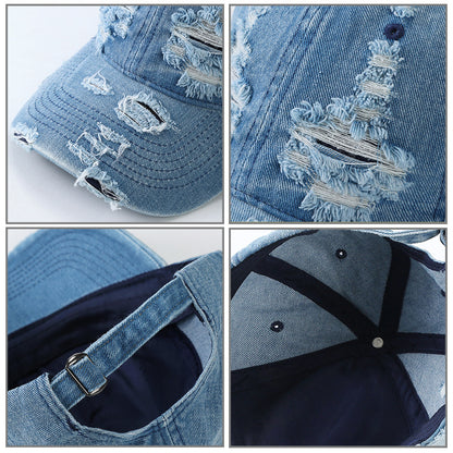 Denim Ripped Baseball Cap Hip Hop Cool Buy Center