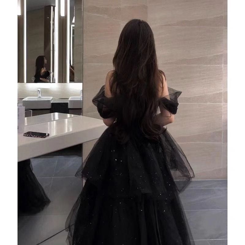 Black Evening Dress Light Luxury Minority French Style Pettiskirt Buy Center