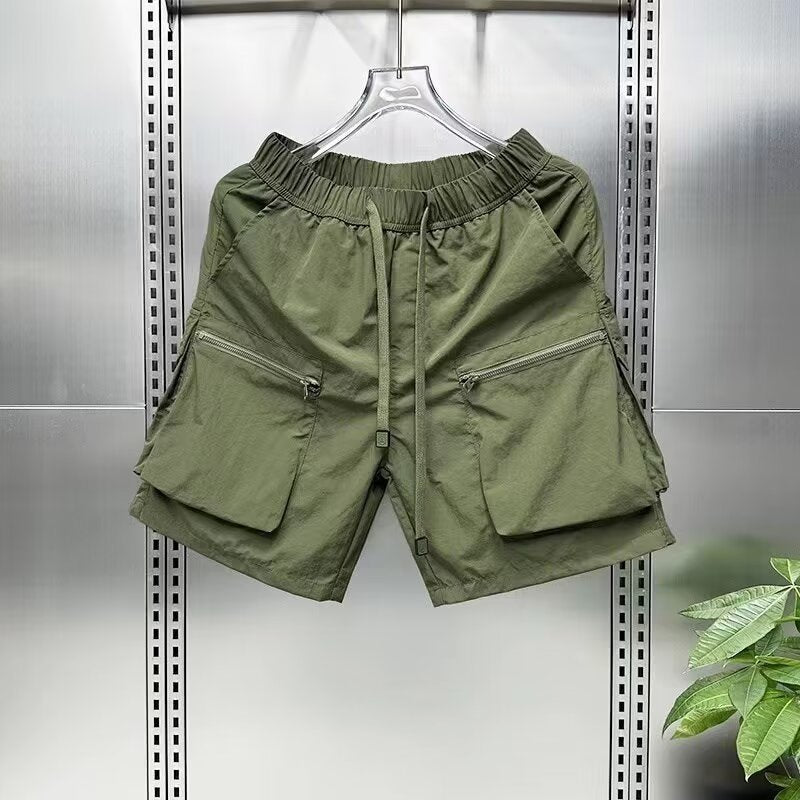 Newly Released at Buy Center: Men's Sports Thin Section Loose Casual Quick-drying Fifth Pants Cargo Shorts Green